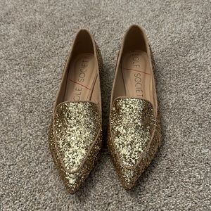Size 5 Sole Society Gold Glitter Loafers